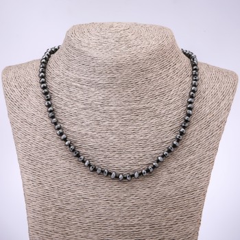 Beaded Necklace with Faceted Hematite Rondelles, 6x4 mm, 45 cm long