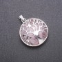 Pendant 'Tree' with Rose Quartz, 27 mm diameter