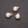 Findings Pendant 'Pearl' (plastic) small yellow metal 10x15mm, hole diameter 2.5mm, pack of 10 pcs +