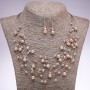 Earrings and Necklace Set 'Strings of the Soul' Champagne Beads, diameter 5-8 mm, length 45-50 cm