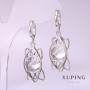 Xuping Earrings with White Stone, Rhodium-Plated, 40x12mm