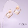 Xuping Earrings with Majorca Pearls, 11x14 mm, 18K Gold-Plated