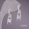 Xuping Rhodium-Plated Earrings with White Stones 28x7mm