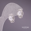 Xuping Rhodium-plated Earrings with White Stones, 15x11 mm