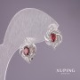 Xuping Earrings with Red Stones 17x12 mm Rhodium