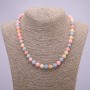 Morganite Necklace with Synthetic Smooth Beads, 8 mm Diameter, 45 cm Length
