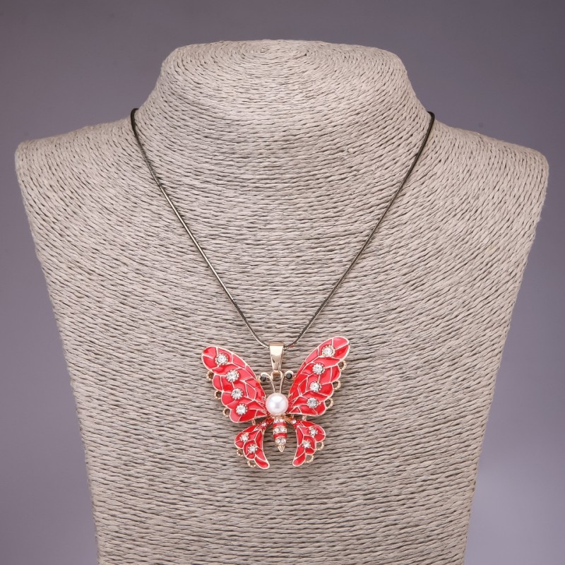 Pendant "Butterfly" on a long chain 'Black Gold', diameter 44×50 mm, length 85 cm