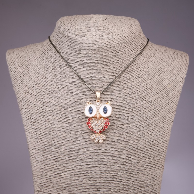 Pendant 'Owl' on a long chain 'black gold', diameter 30x35 mm, length 85 cm