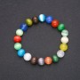 Cat's Eye natural stone bracelet with multicolor smooth beads, 10mm diameter, 18cm length on elastic