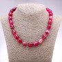 Eye-shaped Raspberry Agate Necklace, Oval Beads 16x11 mm, 45 cm long