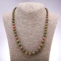 Necklace of heliotrope and unakite, smooth beads increasing in size, diameter 6-10 mm, length 55 cm