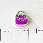 Pandora-style charm bead, light gray metal, purple handbag, 10mm, pack of 6