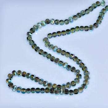 Crystal beads in Swarovski style pale green, faceted ball with blue coating "Gasoline", diameter 5x4 mm, string length 48 cm