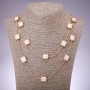 Cascade Necklace with Two Rows of Square Beads, 80 cm, Yellow Metal