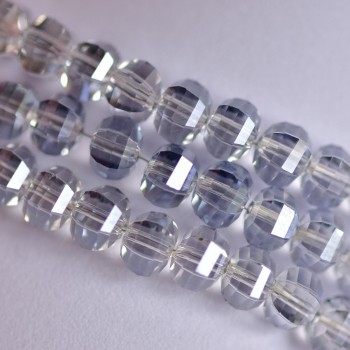 Crystal beads in Swarovski style, colorless, faceted ball, 5×4 mm diameter, 48 cm strand
