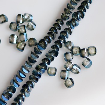 Crystal Beads in Swarovski Style, Semi-Transparent Sea Wave Shade, Diameter 2.5×4 mm, Cord Length 48 cm
