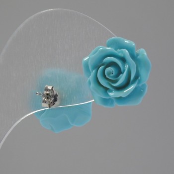 Сережки "гвоздики" "Роза міні-1, 5" червона полімерна глина, метал-під "срібло" ?15mm