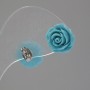 Earrings 'studs' "Rose mini-1.7" blue polymer clay, silver-tone metal bases about 17mm