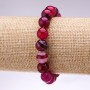 Natural Eye Agate Bracelet with Smooth Round Beads, 10 mm Diameter, 18 cm Length on Elastic