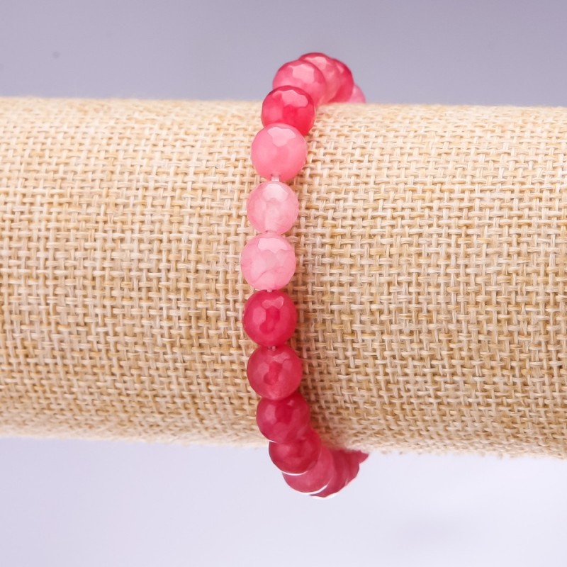 Stretch bracelet with faceted tourmaline beads, 8 mm diameter, 18 cm length