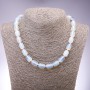 Moonstone necklace (synthetic) barrel-shaped beads, diameter 10x14 mm, length 45 cm