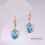 Xuping Spider Earrings with 18K Gold Plating, Blue Stones and White Rhinestones 25x10mm
