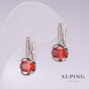 Xuping rhodium-plated earrings with red stones and white crystals 20x10mm