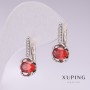 Xuping rhodium-plated earrings with red stones and white crystals 20x10mm