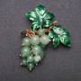Brooch Grapevine Cluster with Natural Jade Stone Metal 60×45mm