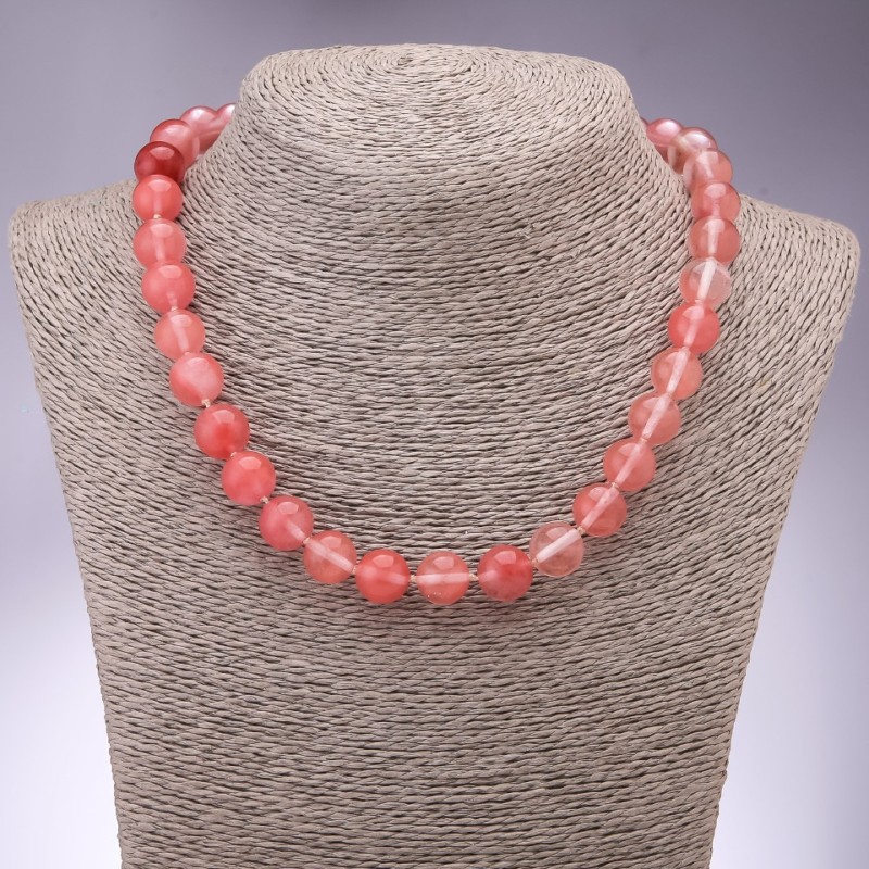 Chalcedony Necklace - Smooth Bead, 12 mm Diameter, 45 cm Length