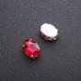 Price per pack / 10 pcs. Sew-on crystal in cap, oval 10×14 mm, red