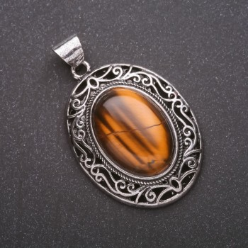 Tiger's Eye Pendant in Antique Setting 33×40×52 mm