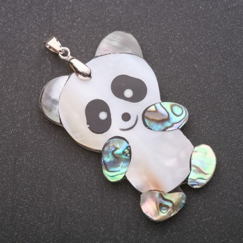 Panda Pendant with Mother-of-Pearl and Chalcedony 34×52×62 mm