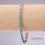 Xuping bracelet with blue stones, 4 mm thick, 18-20 cm length, gold-plated with extension chain