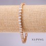 Xuping Bracelet with White Stones, 7mm Thickness, 17–19cm Length, Gold Plated with Extension Chain