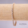 Xuping Bracelet with White Stones 'Infinity', 4mm Thick, Length 17-19 cm, Gold-Plated with Extension Chain