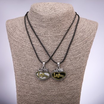 Pair of friendship pendants 'Love Hearts', length 42-48 cm, diameter 30x25 mm