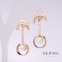 Xuping Earrings with White Mallorca Pearl 30x5 mm - 18K Gold Plating