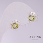 Xuping Earrings 'Hearts with Green Stones' 9x11mm Rhodium
