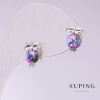 Xuping «Owl» Earrings with Pink Stones 11x7mm Rhodium-plated
