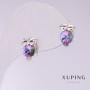 Xuping «Owl» Earrings with Pink Stones 11x7mm Rhodium-plated
