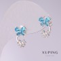 Xuping Earrings 'Butterflies' with Blue Stones 15x9mm Rhodium