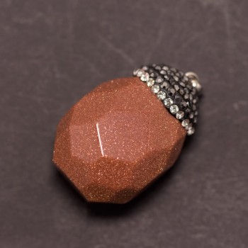 Pendant 'Acorn' made of Aventurine stone 'Golden Sand' (synthetic) 24x36x40± mm