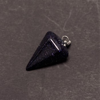 Aventurine Stone Pendant Pendulum 'Blue Sand' Cairo Night 14x22x30+-mm