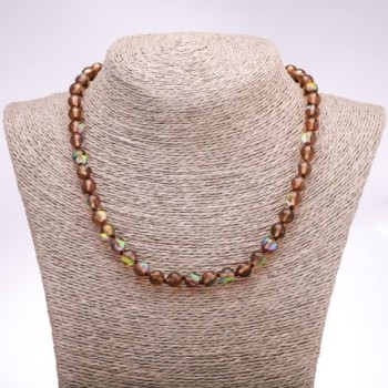 Brown Opal Glass Necklace, Smooth 8mm Beads, 45 cm Length