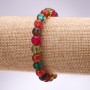 Bracelet with multicolored glass, smooth beads, 8 mm diameter, 18 cm length on an elastic cord