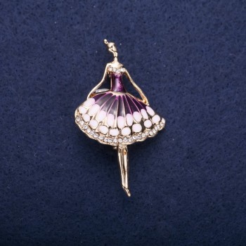 Ballerina Brooch with Purple Enamel