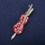 Violin Brooch with Burgundy Enamel and Gold-Tone Metal, 65x17mm