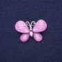 Miniature butterfly-shaped brooch, lilac color, 27×20 mm, silver-tone metal