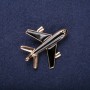 Brooch 'Airplane' enamel black 45x40mm yellow metal